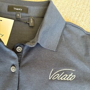 Theory Uniform Polo shirt short sleeve gray black Medium